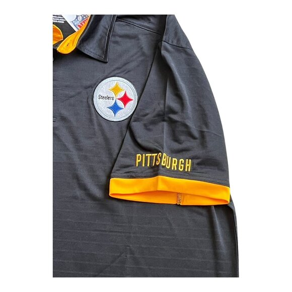 NFL Team Apparel Pittsburgh Steekers Men's Black & Yellow Polo Shirt 2XL NWT - Picture 3 of 5